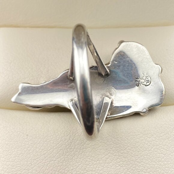 RARE Vtg Running Bear Trading Gallop Turquoise Sterling Silver Wolf Ring Sz 9.5 - Picture 8 of 16